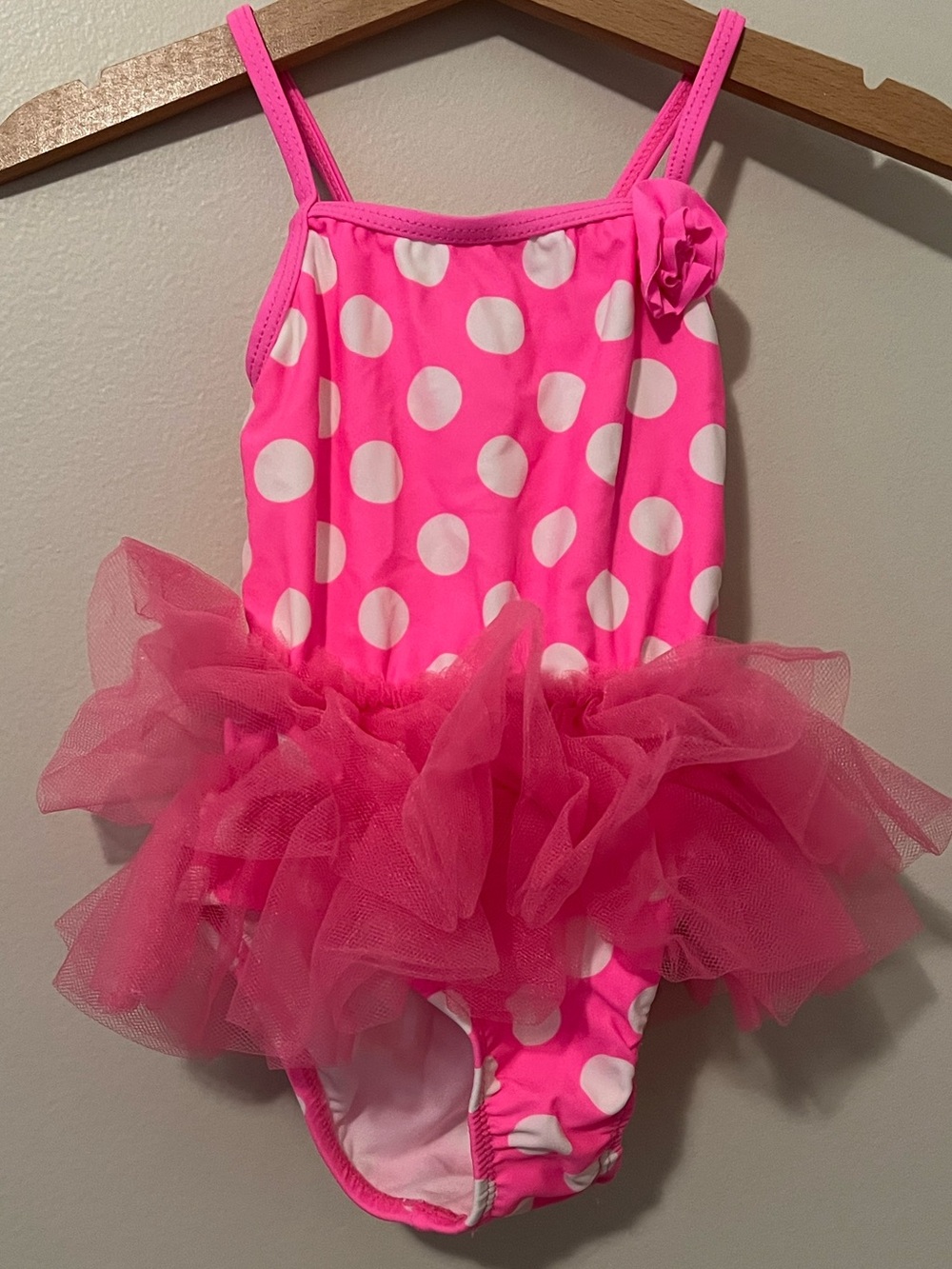 OP | Baby Hot Pink Polka Dot Tutu One-Piece Swimsuit Beach Pool Size 24 Months